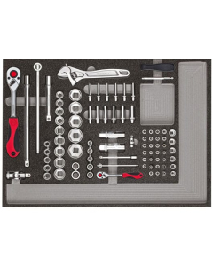 Gedore pipesett 1/4 "+ 1/2" i 3/3 skummodul, 84 deler