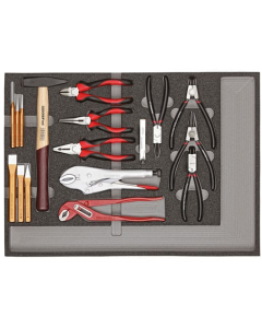 Gedore tenger, hammere og meisler i 3/3 skummodul, 29 deler