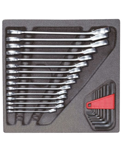 Gedore skrallenøkkelsett i skuminnlegg, 24 deler