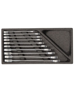 Gedore skrallenøkkelsett i skuminnlegg, 10 stk