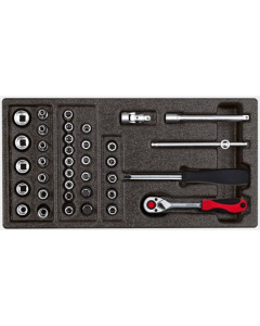 Gedore pipesett 1/4" i skuminnlegg, 37 stk