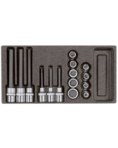 Gedore unbrakopipesett 1/2" i skuminnlegg, 15 stk