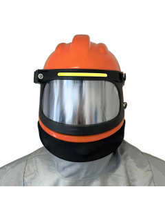 Sandblåsehjelm med frisklufttilførsel og LED-lys